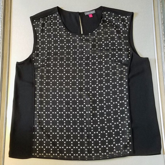Vince Camuto Sleeveless Shell Top Black Eyelet L - Picture 5 of 6